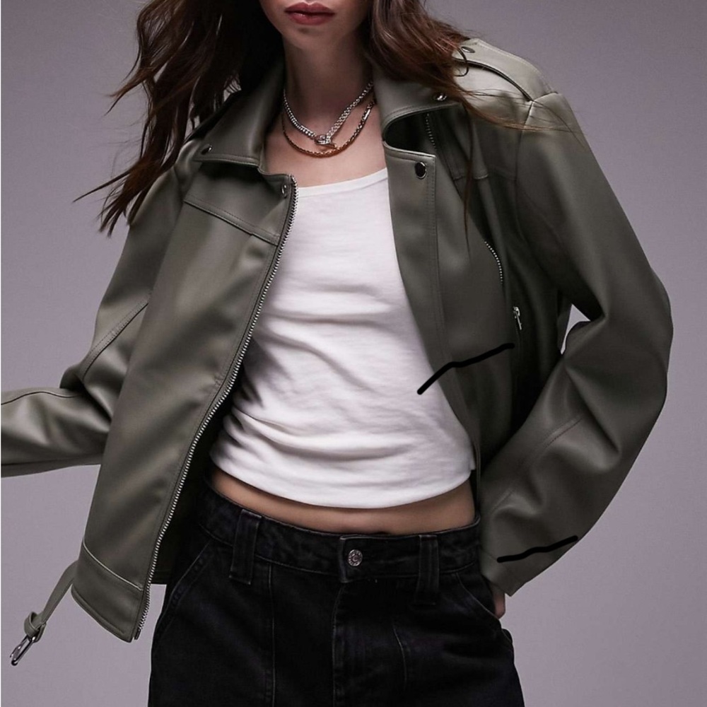 Topshop faux leather oversized biker jacket 🏍️🍂